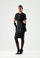 ELISABETTA FRANCHI T-shirt IN JERSEY nera da donna con logo gioiello MA00866E2 110 ELISABETTA FRANCHI 