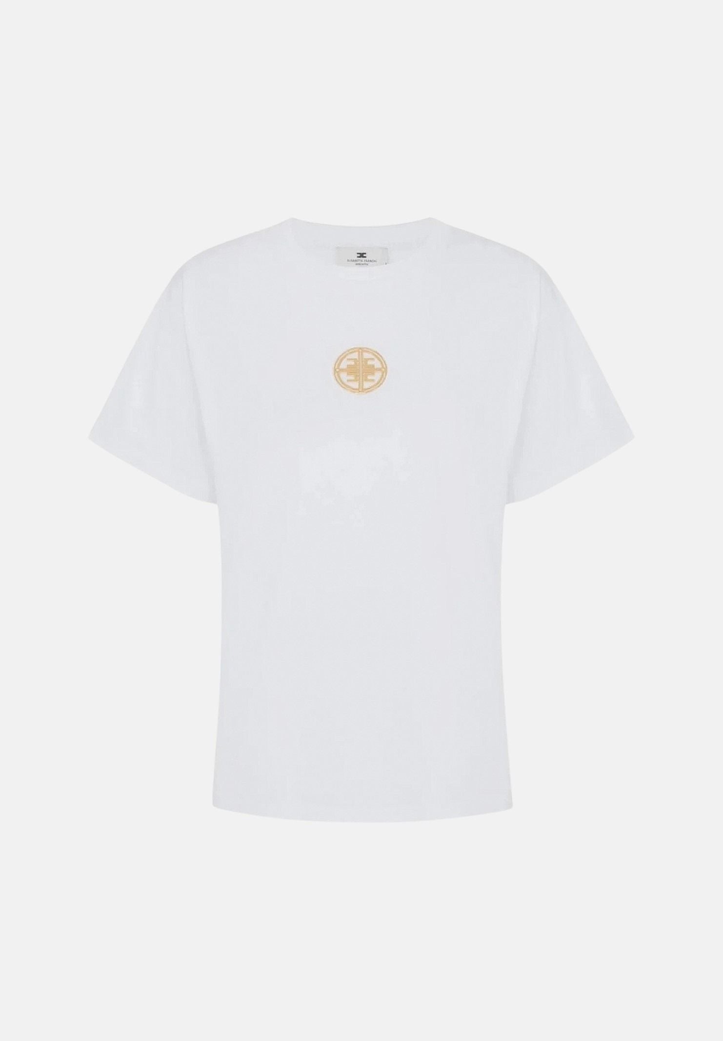 ELISABETTA FRACHI T-shirt manica corta gesso- bianca da donna con logo gioiello MA00866E2 270 ELISABETTA FRANCHI 