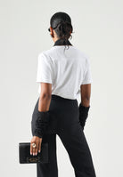 ELISABETTA FRANCHI T-shirt in cotone gesso-bianco, da donna con ricamo catena <BR/> MA66A66E2 270 ELISABETTA FRANCHI 