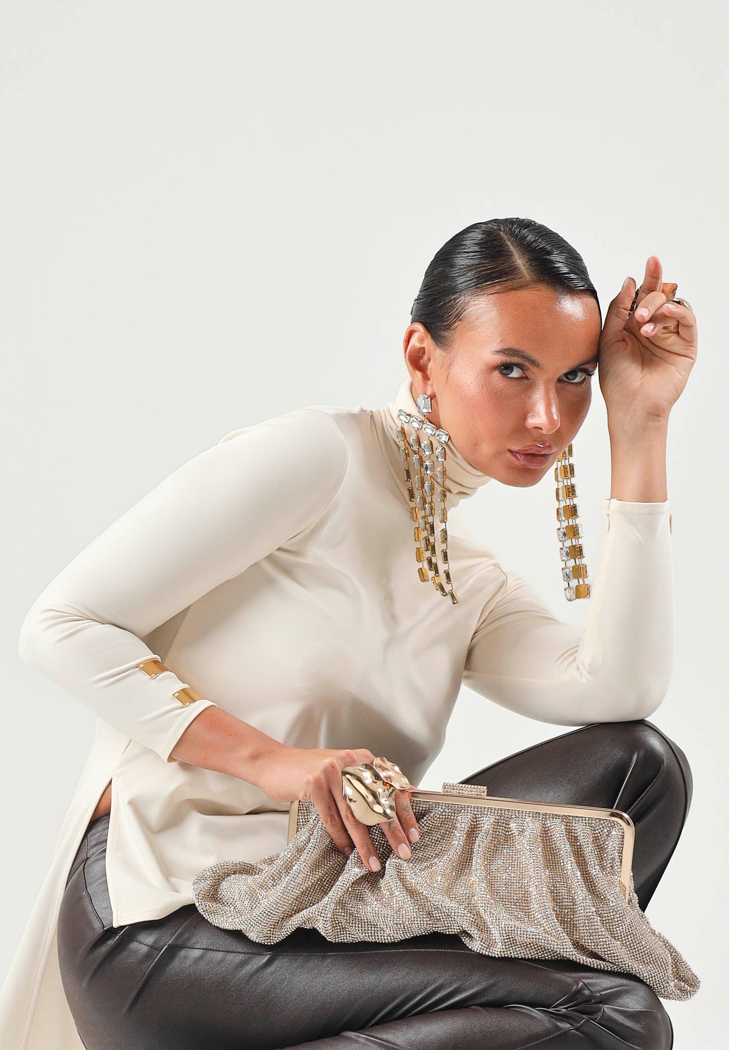 ELISABETTA FRANCHI Maglia MAGLIA IN JERSEY LUCIDO  colore basico burro, beige  donna. MD00467E2 193 ELISABETTA FRANCHI 