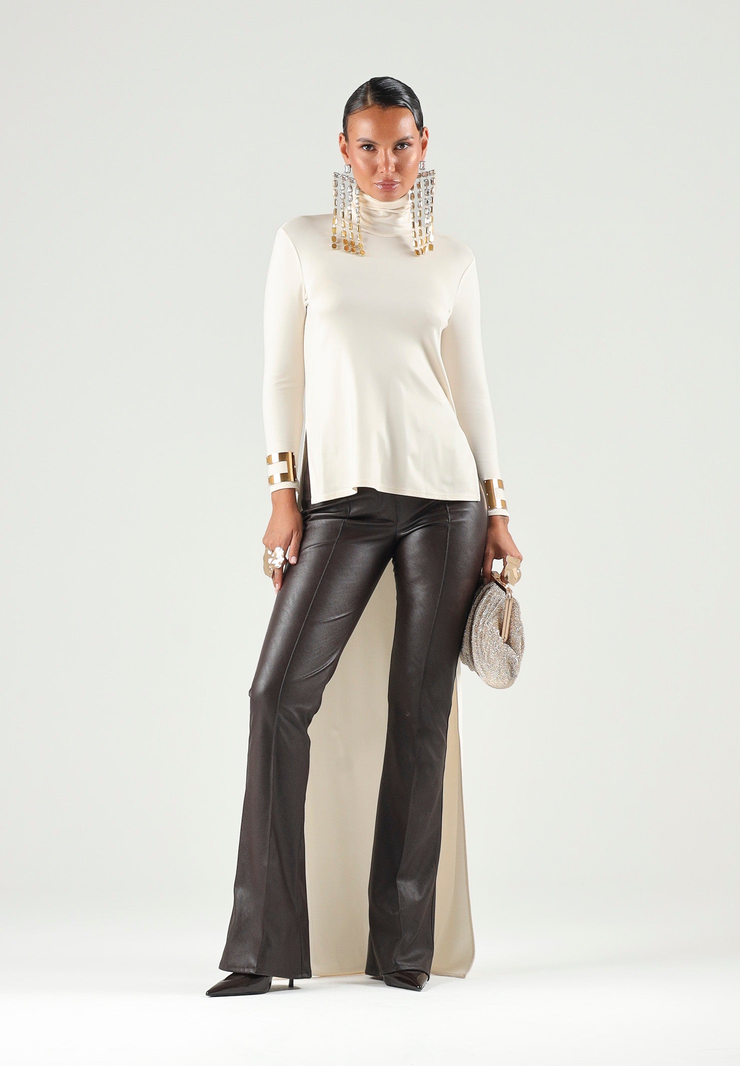 ELISABETTA FRANCHI Maglia MAGLIA IN JERSEY LUCIDO  colore basico burro, beige  donna. MD00467E2 193 ELISABETTA FRANCHI 