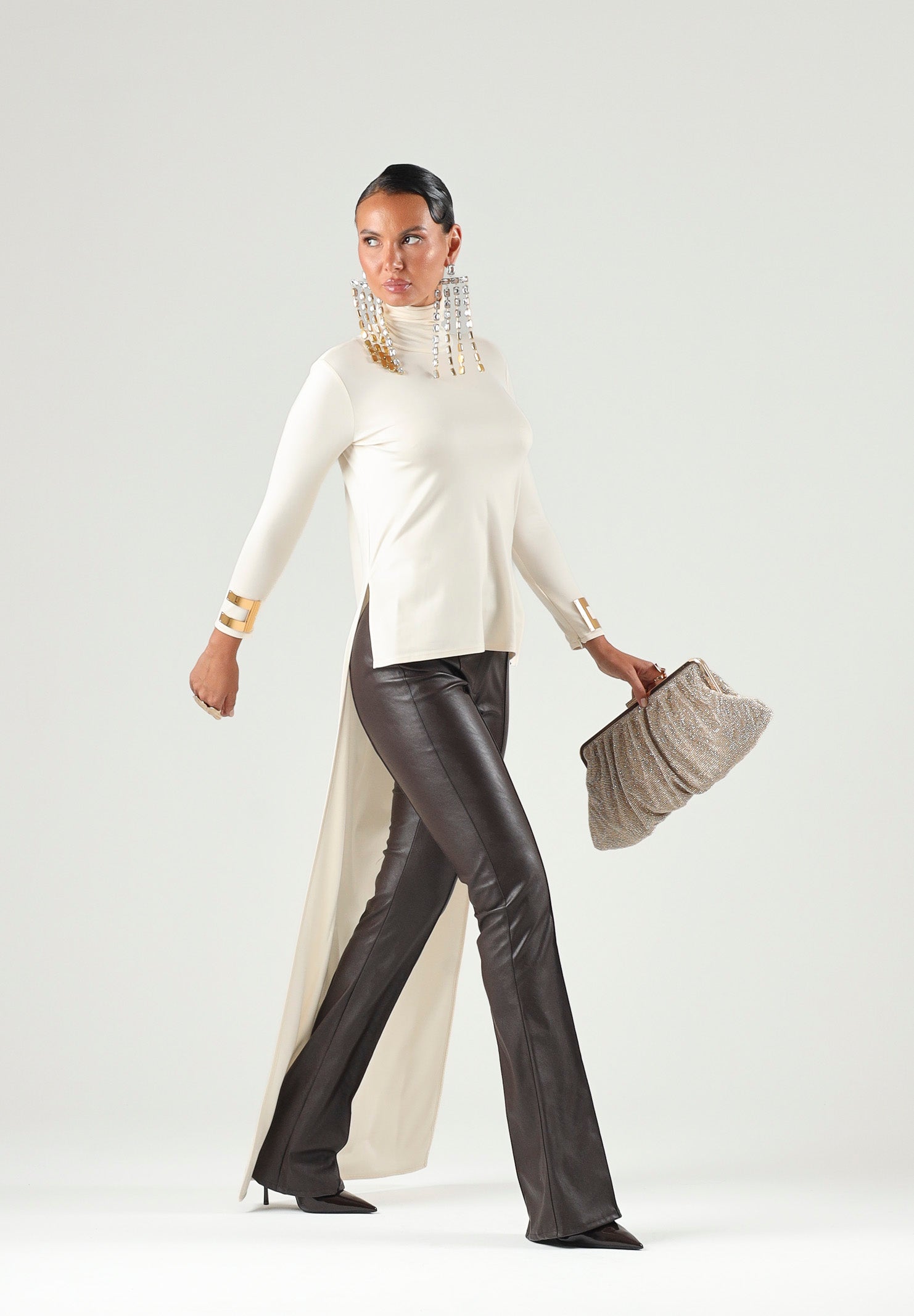 ELISABETTA FRANCHI Maglia MAGLIA IN JERSEY LUCIDO  colore basico burro, beige  donna. MD00467E2 193 ELISABETTA FRANCHI 