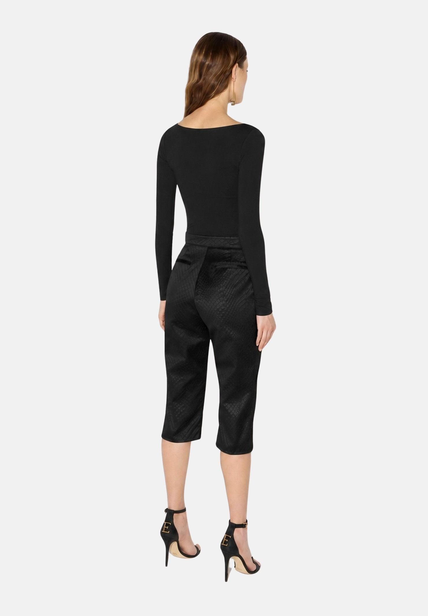 ELISABETTA FRANCHI Maglia scollo a V nera da donna con logo gioiello MD00567E2 110 ELISABETTA FRANCHI 