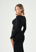 ELISABETTA FRANCHI Maglia scollo a V nera da donna con logo gioiello MD00567E2 110 ELISABETTA FRANCHI 