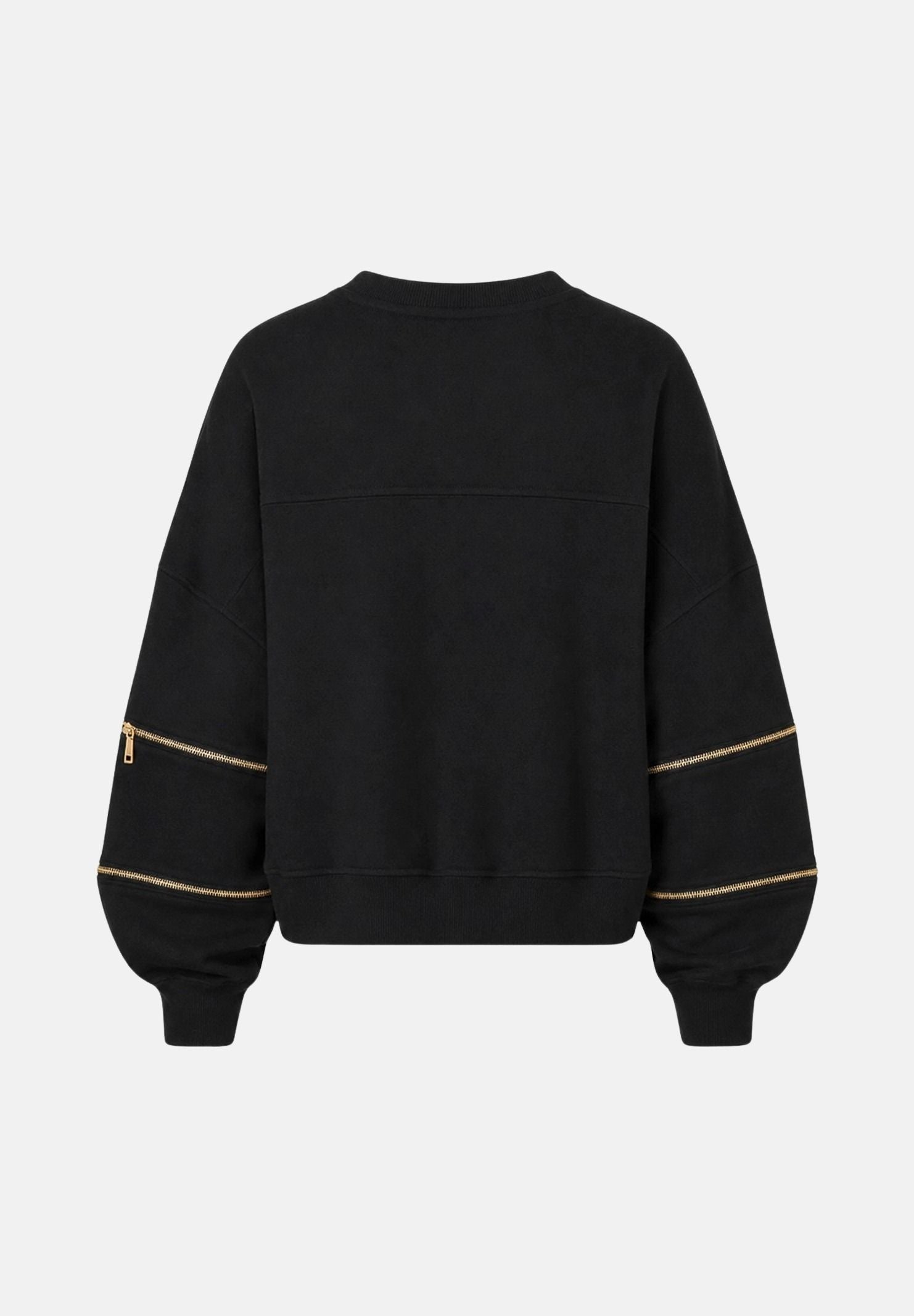 ELISABETTA FRANCHI Felpa girocollo nero da donna con monogramma frontale<BR/> MD05P66E2 110 ELISABETTA FRANCHI 