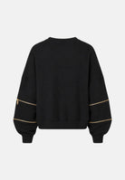 ELISABETTA FRANCHI Felpa girocollo nero da donna con monogramma frontale<BR/> MD05P66E2 110 ELISABETTA FRANCHI 