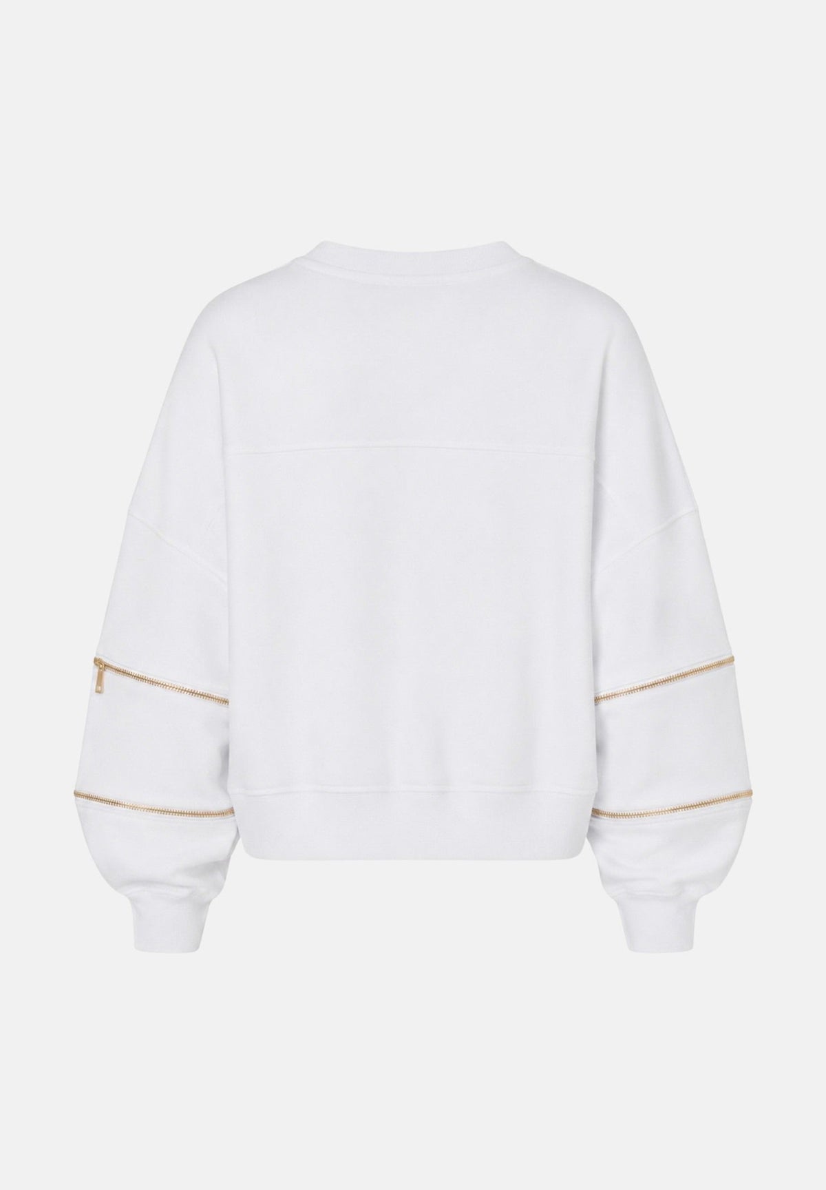 ELISABETTA FRANCHI Felpa girocollo gesso bianco da donna con logo frontale e dettagli a contrasto sulle maniche. MD05P66E2 270 ELISABETTA FRANCHI 