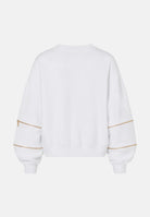 ELISABETTA FRANCHI Maglia Gesso bianco da donna con logo frontale e dettagli a contrasto sulle maniche. MD05P66E2 270 ELISABETTA FRANCHI 