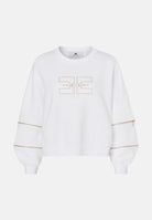 ELISABETTA FRANCHI Maglia Gesso bianco da donna con logo frontale e dettagli a contrasto sulle maniche. MD05P66E2 270 ELISABETTA FRANCHI 