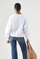 ELISABETTA FRANCHI Maglia Gesso bianco da donna con logo frontale e dettagli a contrasto sulle maniche. MD05P66E2 270 ELISABETTA FRANCHI 