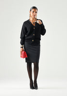 ELISABETTA FRANCHI Cardigan in maglia nero da donna con bottoni e chiusure gioiello MK01S66E2 110 ELISABETTA FRANCHI 