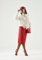ELISABETTA FRANCHI Cardigan in maglia burro-bianco da donna con bottoni gioiello<BR/> MK01S66E2 193 ELISABETTA FRANCHI 