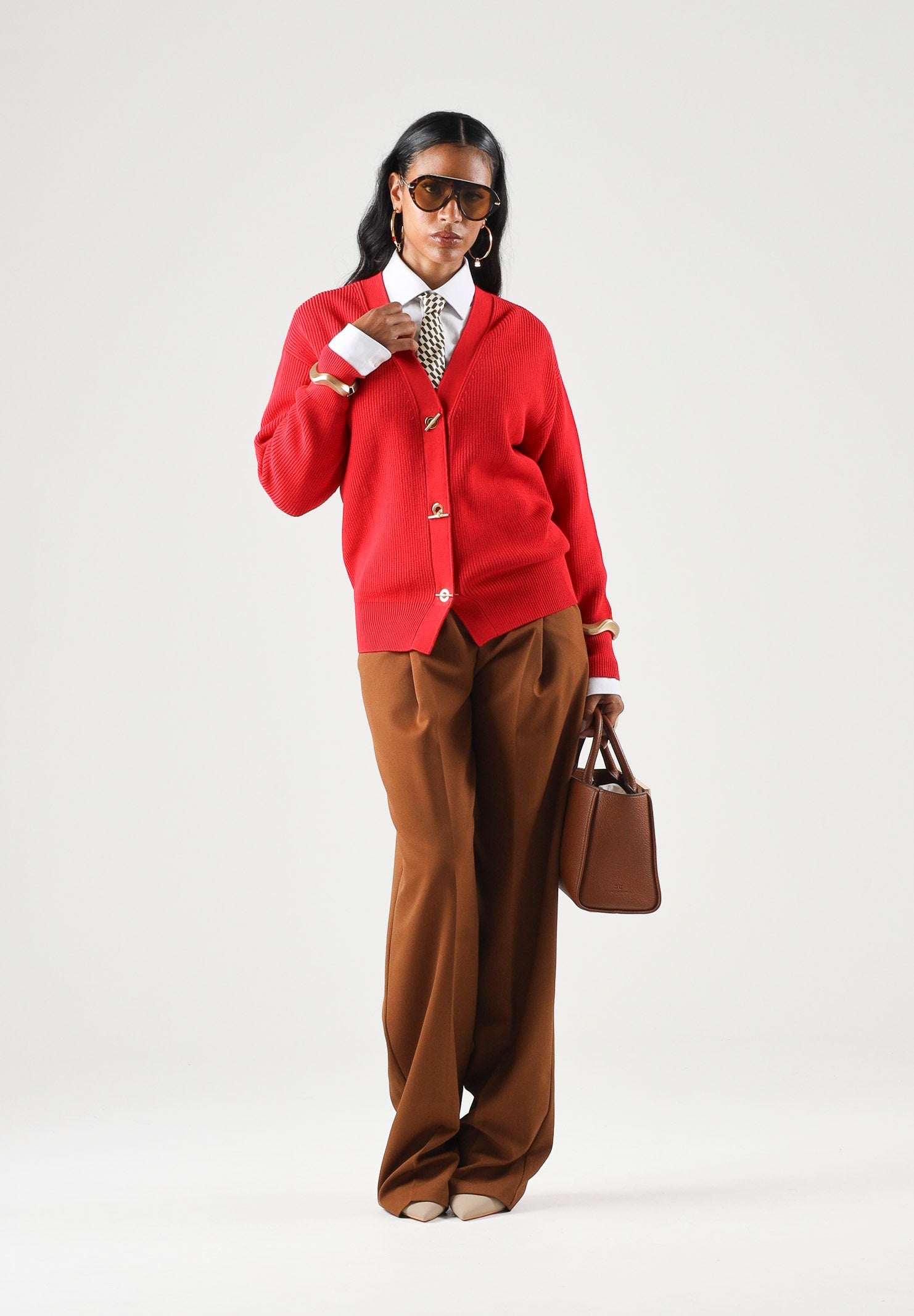 ELISABETTA FRANCHI Cardigan in maglia red passion rosso da donna con bottoni gioiello<BR/> MK01S66E2 CG5 ELISABETTA FRANCHI 