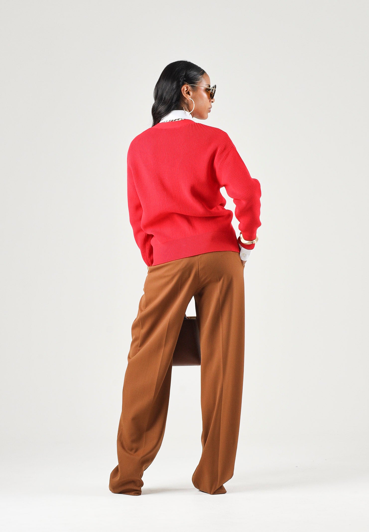 ELISABETTA FRANCHI Cardigan in maglia red passion rosso da donna con bottoni gioiello<BR/> MK01S66E2 CG5 ELISABETTA FRANCHI 