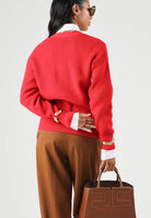 ELISABETTA FRANCHI Cardigan in maglia red passion rosso da donna con bottoni gioiello<BR/> MK01S66E2 CG5 ELISABETTA FRANCHI 