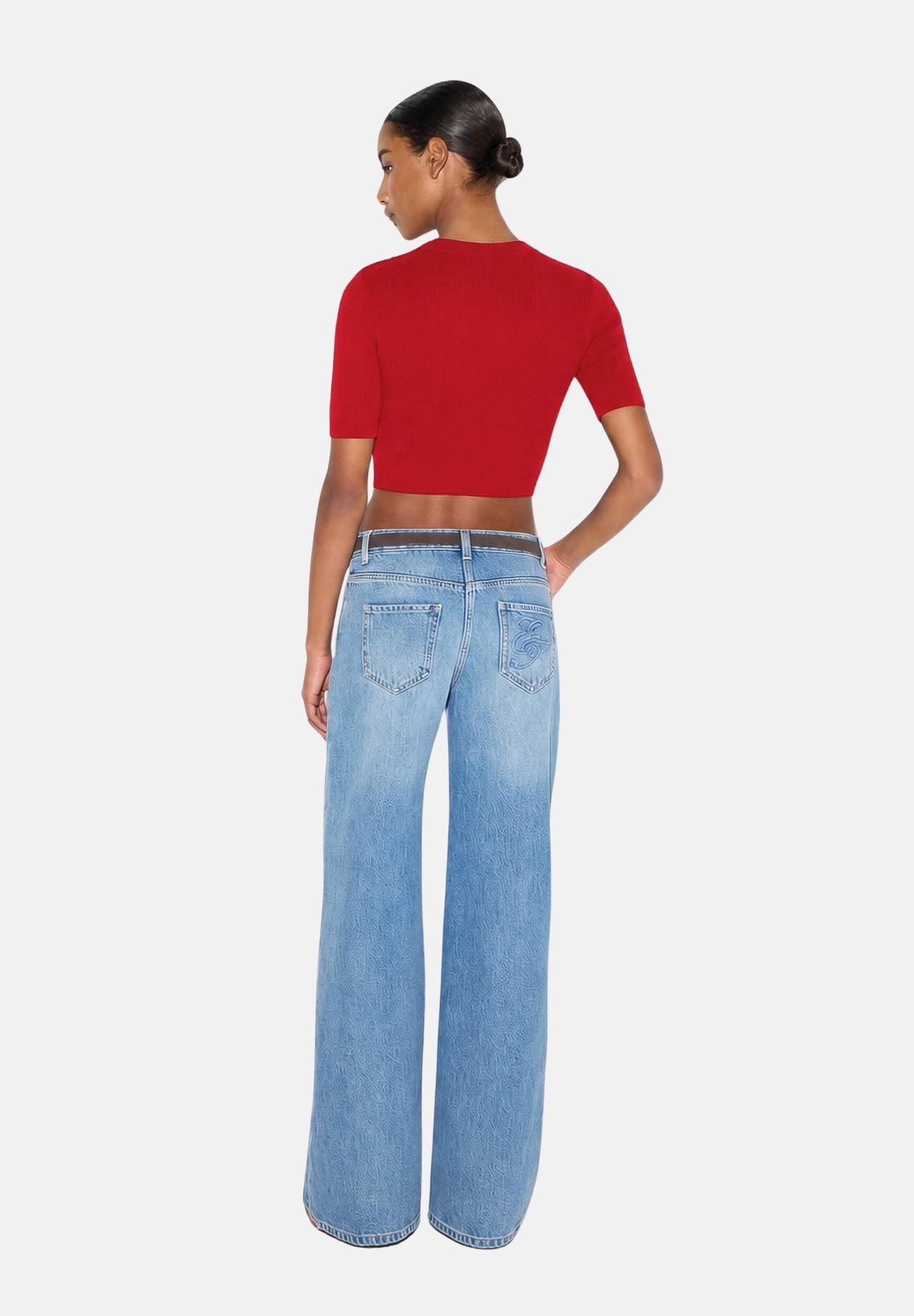 ELISABETTA FRANCHI Top in maglia red passion rosso da donna con applicazioni gioiello sulla spalla. MK02S66E2 CG5 ELISABETTA FRANCHI 