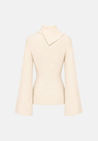 ELISABETTA FRANCHI Maglia con collo asimmetrico, color burro-crema da donna con bottoni gioiello dorati<BR/> MK03S66E2 193 ELISABETTA FRANCHI 