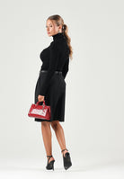 ELISABETTA FRANCHI Dolcevita in maglia dark-black nero da donna, CON RICAMI À JOUR MK05B66E2 110 ELISABETTA FRANCHI 