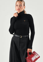 ELISABETTA FRANCHI Dolcevita in maglia dark-black nero da donna, CON RICAMI À JOUR MK05B66E2 110 ELISABETTA FRANCHI 