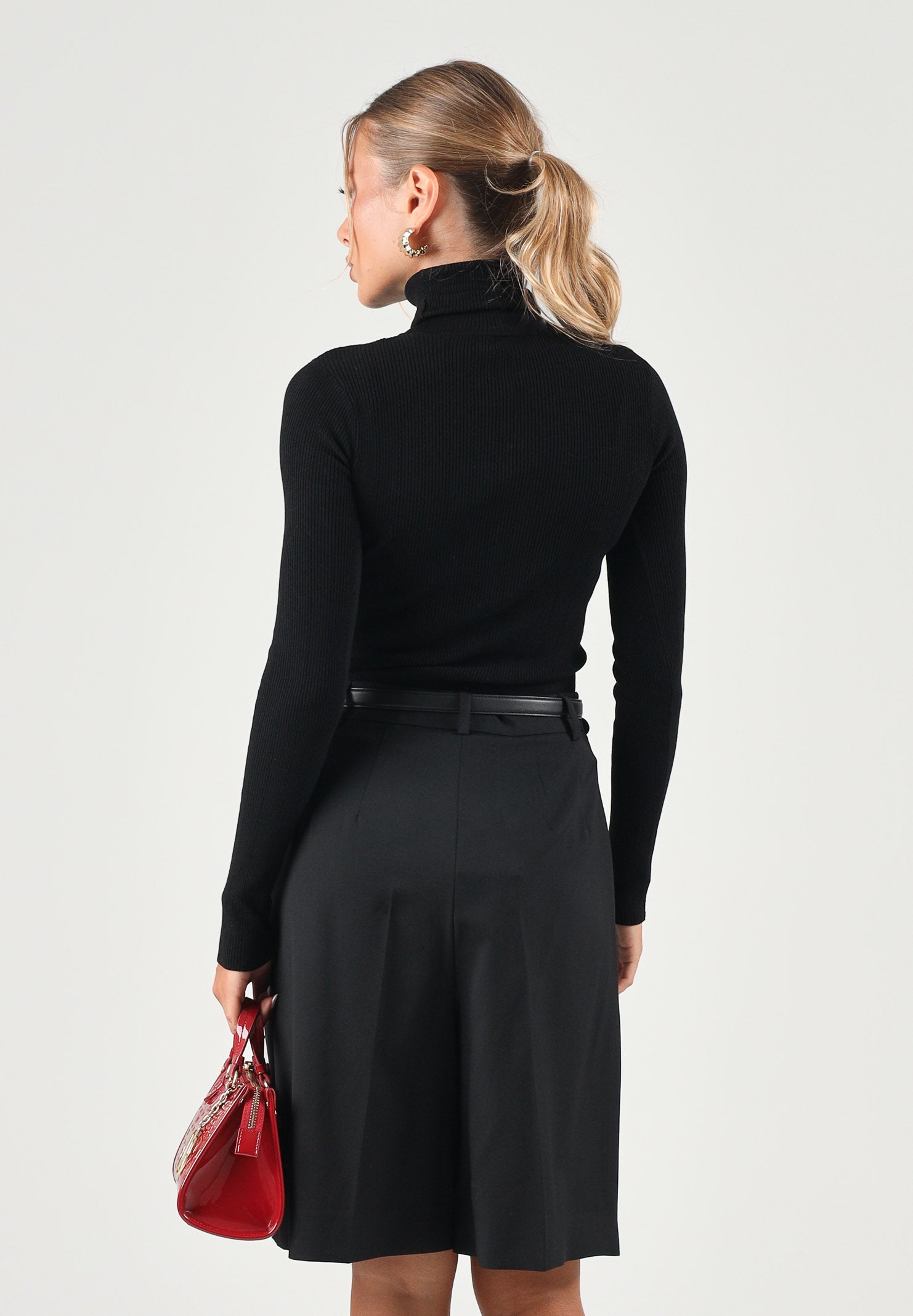 ELISABETTA FRANCHI Dolcevita in maglia dark-black nero da donna, CON RICAMI À JOUR MK05B66E2 110 ELISABETTA FRANCHI 