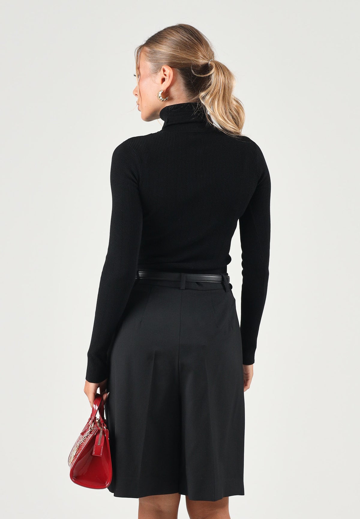 ELISABETTA FRANCHI Dolcevita in maglia dark-black nero da donna, CON RICAMI À JOUR MK05B66E2 110 ELISABETTA FRANCHI 