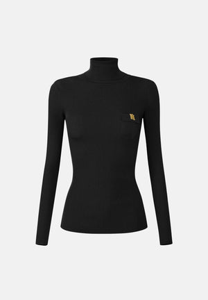 ELISABETTA FRANCHI Dolcevita in maglia dark-black nero da donna, CON RICAMI À JOUR MK05B66E2 110 ELISABETTA FRANCHI 