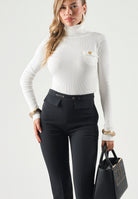 ELISABETTA FRANCHI Dolcevita in maglia avorio-bianco da donna CON RICAMI À JOUR MK05B66E2 360 ELISABETTA FRANCHI 