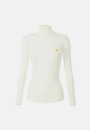 ELISABETTA FRANCHI Dolcevita in maglia avorio-bianco da donna CON RICAMI À JOUR MK05B66E2 360 ELISABETTA FRANCHI 