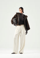 ELISABETTA FRANCHI Dolcevita in maglia dark chocolate marrone CON RICAMI À JOUR<BR/> MK05B66E2 EV9 ELISABETTA FRANCHI 