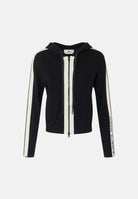 ELISABETTA FRANCHI Felpa in maglia bicolore nero e burro da donna con cappuccio e dettagli a contrasto. MK15S66E2 685 ELISABETTA FRANCHI 