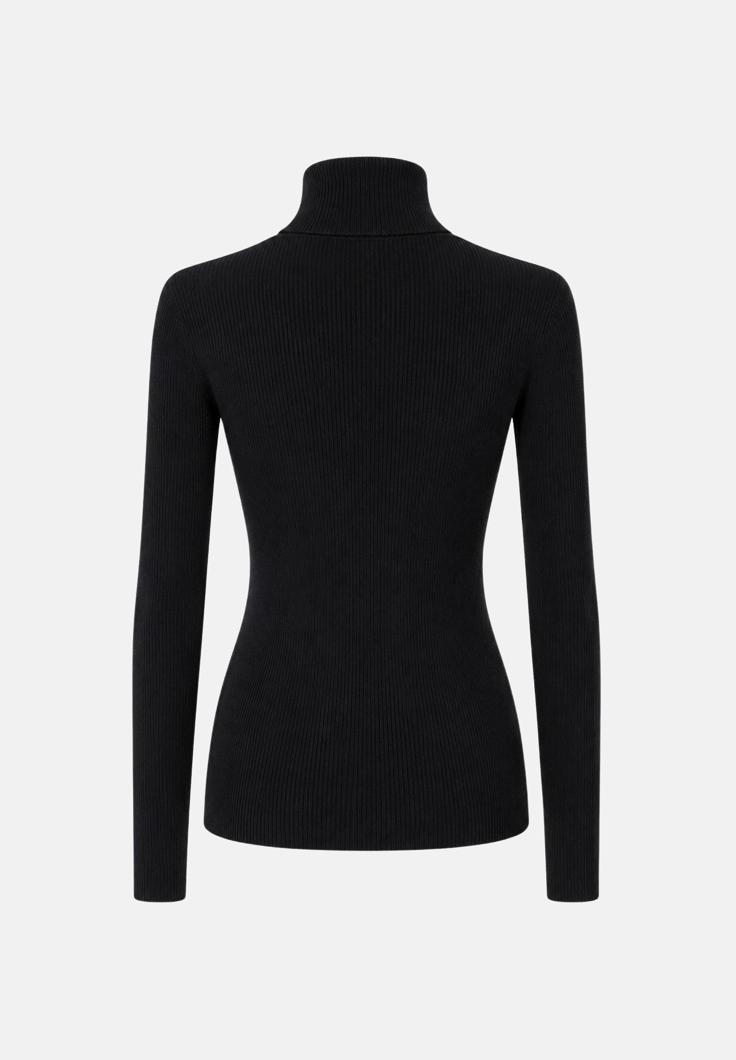 ELISABETTA FRANCHI Dolcevita nero dettagli burro, da donna <BR/>con logo e lettering a contrasto sul petto. MK18B66E2 685 ELISABETTA FRANCHI 