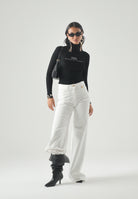 ELISABETTA FRANCHI Dolcevit, nero dettagli burro, da donna <BR/>con logo e lettering a contrasto sul petto. MK18B66E2 685 ELISABETTA FRANCHI 