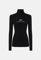 ELISABETTA FRANCHI Dolcevit, nero dettagli burro, da donna <BR/>con logo e lettering a contrasto sul petto. MK18B66E2 685 ELISABETTA FRANCHI 