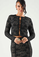 ELISABETTA FRANCHI Cardigan corto CARDIGAN CORTO IN PIZZO CON BOTTONI LOGATI Nero-Pelle, nero, donna. MK29Q66E2 FR9 ELISABETTA FRANCHI 