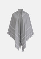 ELISABETTA FRANCHI Sciarpa in lana grigio melange-avorio da donna <BR/>con maxi logo centrale, profili a contrasto e frange. MT01F66E2 G41 ELISABETTA FRANCHI 