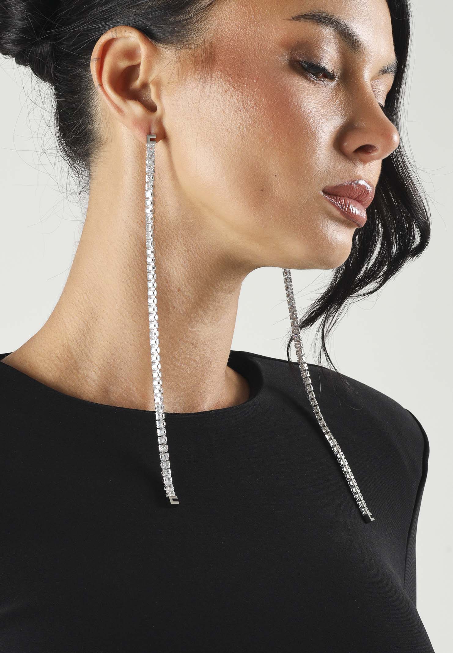ELISABETTA FRANCHI Orecchini pendenti silver-argento da donna con applicazioni di cristalli OR20A67E2 346 ELISABETTA FRANCHI 