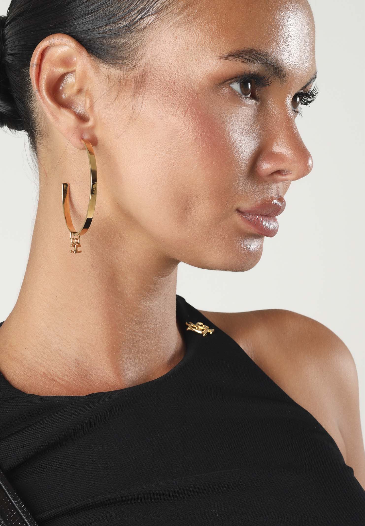 ELISABETTA FRANCHI Orecchini curvi oro giallo da donna con finitura dorata OR52K66E2 U95 ELISABETTA FRANCHI 