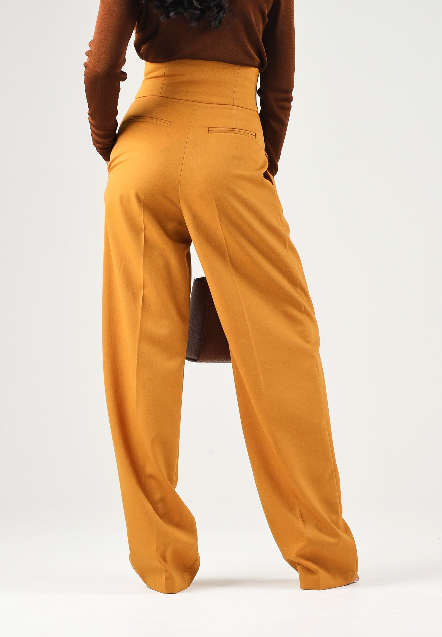 ELISABETTA FRANCHI Pantaloni a palazzo IN GABARDINA arancio da donna con linea ampia e piega stirata frontale PA17966E2 940 ELISABETTA FRANCHI 