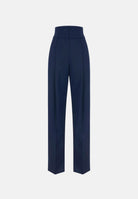 ELISABETTA FRANCHI Pantaloni  in GABARDINA navy-blu da donna con linea ampia e piega stirata frontale<BR/> PA17966E2 B75 ELISABETTA FRANCHI 