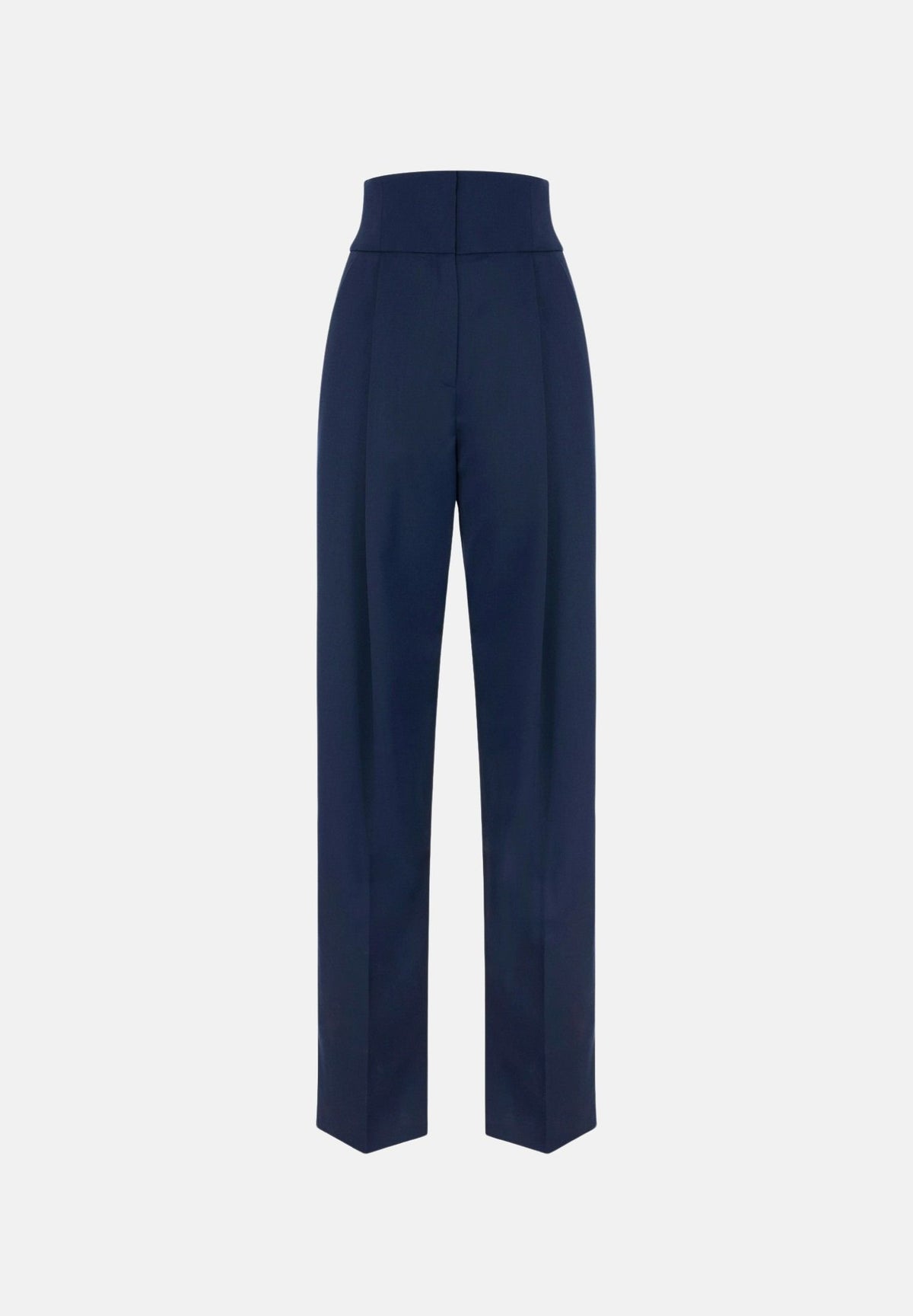 ELISABETTA FRANCHI Pantaloni  in GABARDINA navy-blu da donna con linea ampia e piega stirata frontale<BR/> PA17966E2 B75 ELISABETTA FRANCHI 