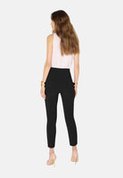ELISABETTA FRANCHI Pantalone IN DOPPIO CRÊPE STRETCH nero da donna con morsetto logo PA19566E2 110 ELISABETTA FRANCHI 