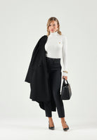 ELISABETTA FRANCHI Pantaloni IN DOPPIO CRÊPE STRETCH nero da donna con morsetto logo PA19566E2 110 ELISABETTA FRANCHI 