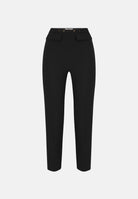 ELISABETTA FRANCHI Pantalone IN DOPPIO CRÊPE STRETCH nero da donna con morsetto logo PA19566E2 110 ELISABETTA FRANCHI 