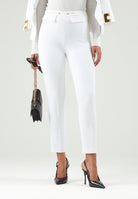 ELISABETTA FRANCHI Pantaloni  IN DOPPIO CRÊPE STRETCH Avorio- burro da donna con accessorio morsetto logato PA19566E2 360 ELISABETTA FRANCHI 