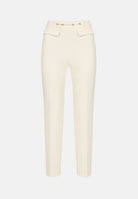 ELISABETTA FRANCHI Pantaloni  IN DOPPIO CRÊPE STRETCH Avorio- burro da donna con accessorio morsetto logato PA19566E2 360 ELISABETTA FRANCHI 
