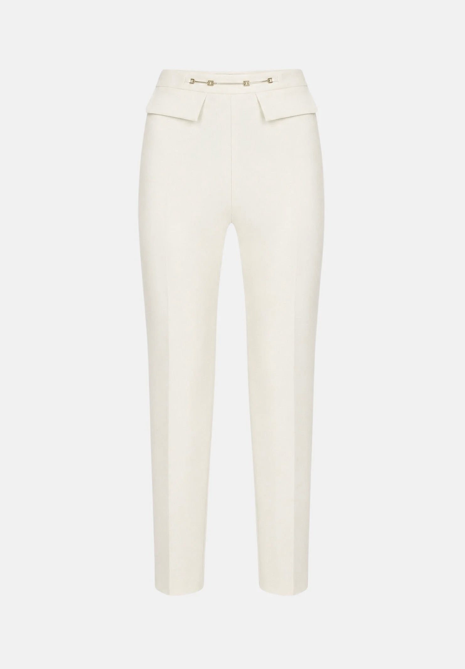 ELISABETTA FRANCHI Pantaloni  IN DOPPIO CRÊPE STRETCH Avorio- burro da donna con accessorio morsetto logato PA19566E2 360 ELISABETTA FRANCHI 