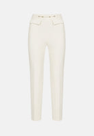 ELISABETTA FRANCHI Pantaloni  IN DOPPIO CRÊPE STRETCH Avorio- burro da donna con accessorio morsetto logato PA19566E2 360 ELISABETTA FRANCHI 