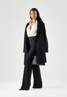 ELISABETTA FRANCHI Pantalone IN DOPPIO CRÊPE STRETCH nero da donna con morsetto logo PA19666E2 110 ELISABETTA FRANCHI 