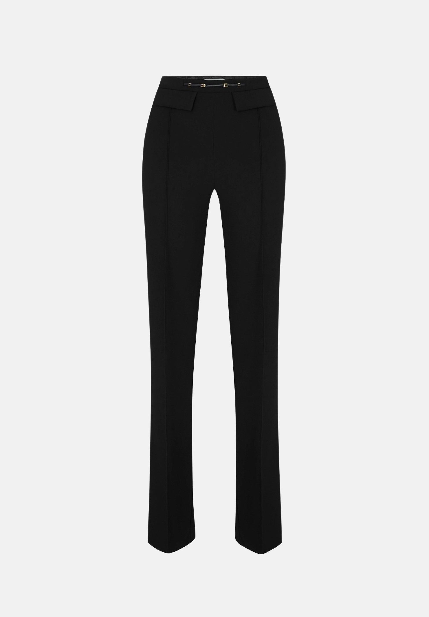 ELISABETTA FRANCHI Pantalone IN DOPPIO CRÊPE STRETCH nero da donna con morsetto logo PA19666E2 110 ELISABETTA FRANCHI 