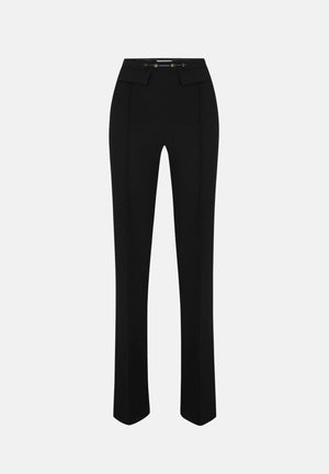 ELISABETTA FRANCHI Pantalone IN DOPPIO CRÊPE STRETCH nero da donna con morsetto logo PA19666E2 110 ELISABETTA FRANCHI 